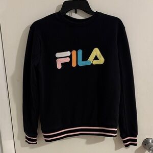 Vintage Fila Black Sweatshirt with Colorful Logo